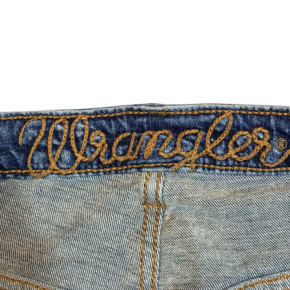 Wrangler Womens Bell Bottom Flare Jeans Medium Wash High Rise Patch Pocket Denim - Picture 3 of 12